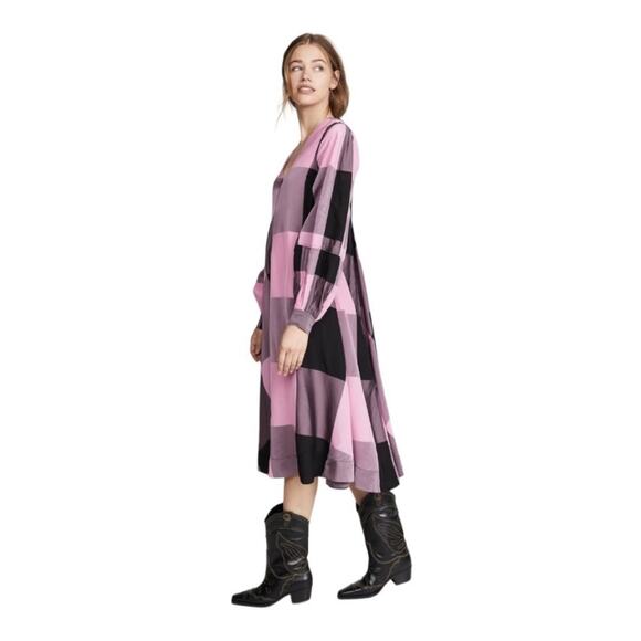 Ganni Check Midi Dress in Moonlite Mauve size 4 - Picture 13 of 15